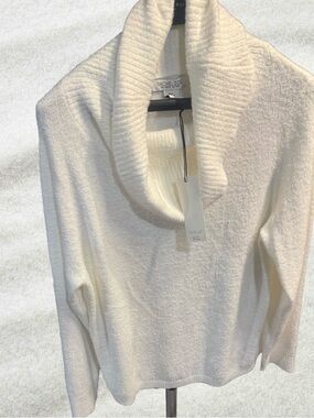 Rachel Zoe Ivory Shawl-Collar Turtleneck Sweater